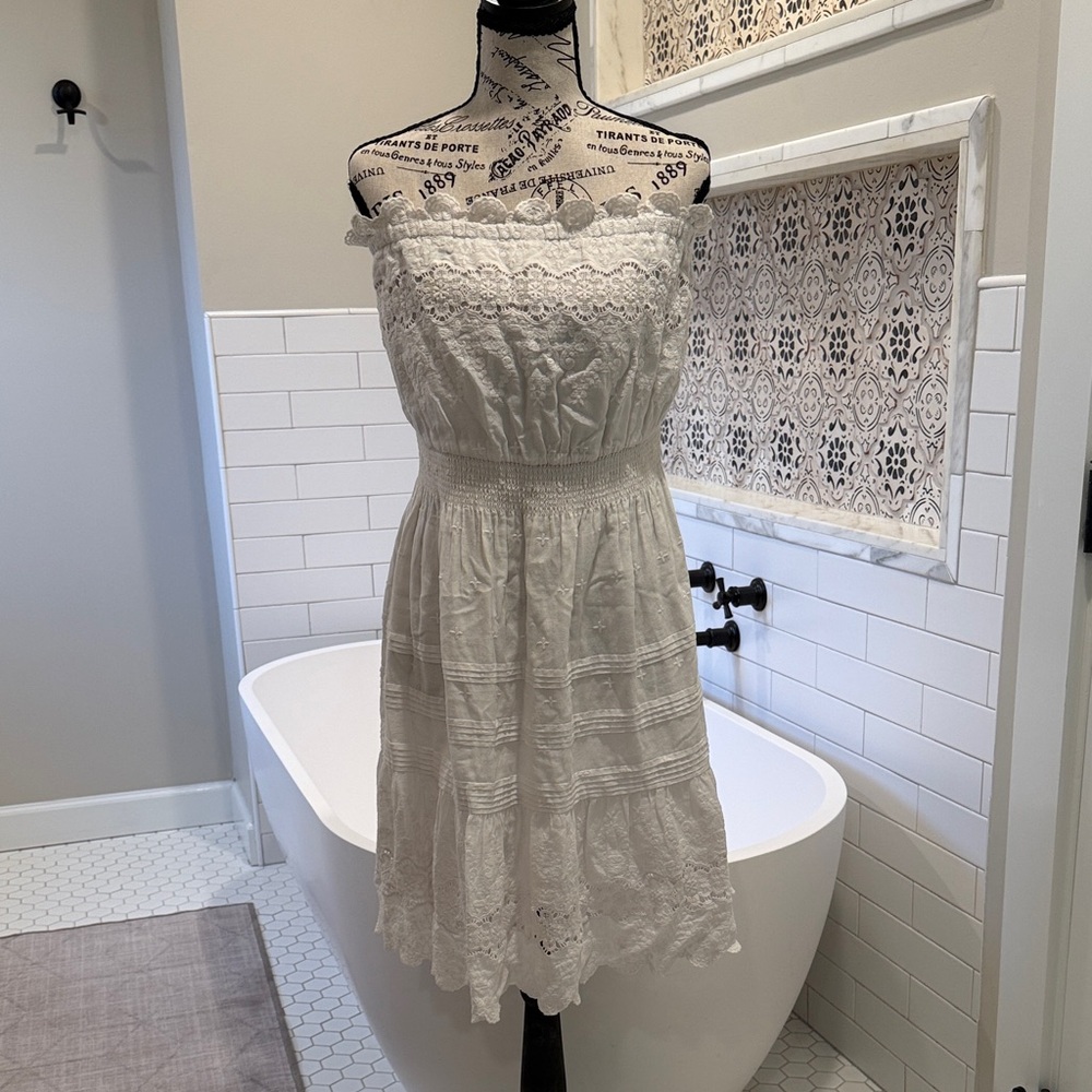 Rebecca Taylor Strapless White Lace Dress